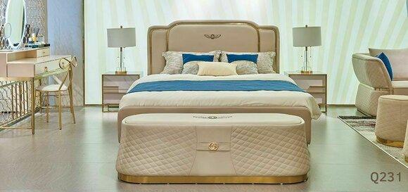 Bett Nachttisch Kommode 4 tlg. Schlafzimmer Set Design Modern Luxus Betten Neu