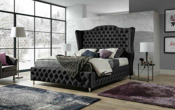 Bett Chesterfield Polsterbett Luxus Schlafzimmer Design Betten Textil Samt Neu