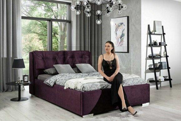 Lila Polsterbett Bett Ehebett Textil Designerbett Doppelbett Bettgestell Betten