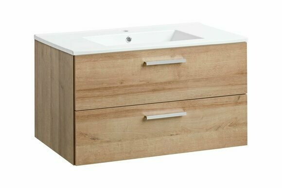 Badmöbel Set 80cm Waschbecken mit Unterschrank Waschtisch Schublade Hängeschrank
