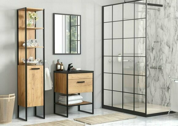 Design Badezimmer Möbel Bad 5 tlg. Set Garnitur Schrank Waschbecken Badmöbelsets
