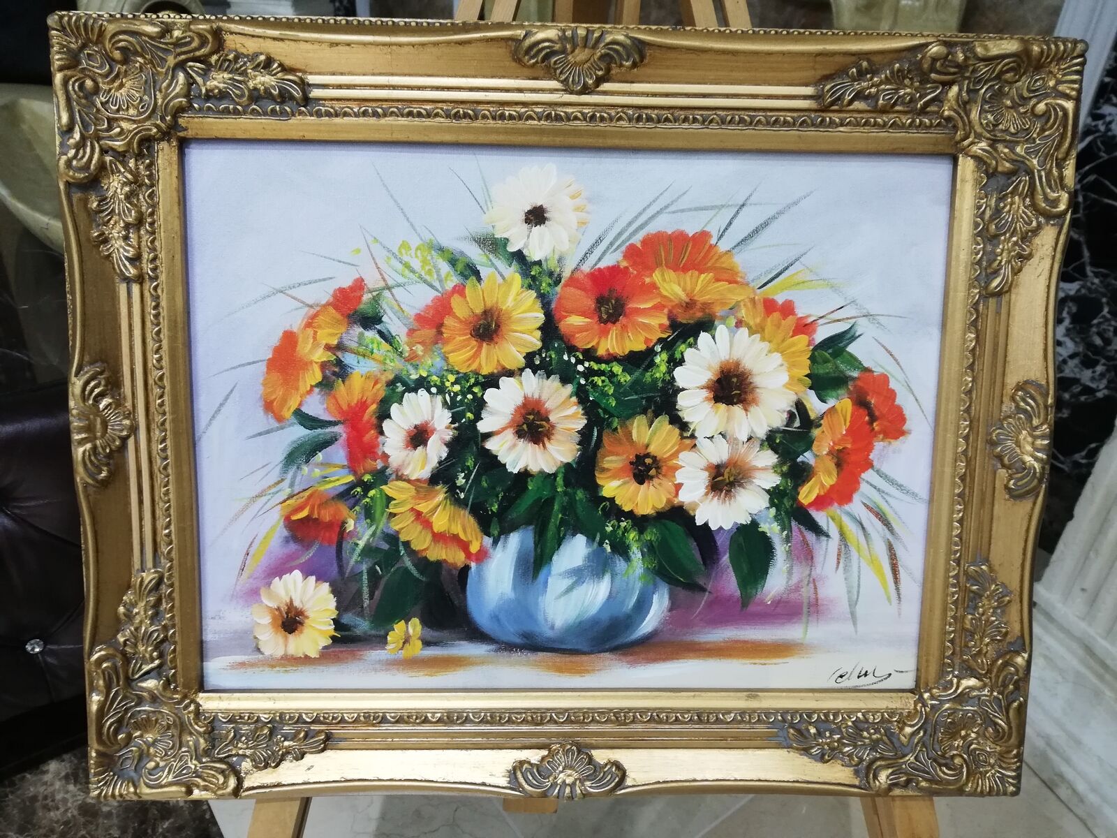Blumen Ölgemälde Bild Bilder Gemälde Ölbilder Ölbild Mit Rahmen Sofort 40x50cm
