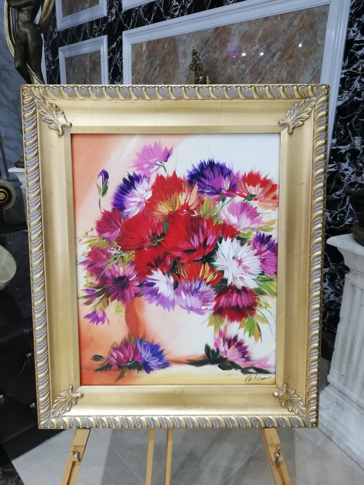 Blumen Pflanzen Bilder Gemälde Ölbilder Ölbild Mit Rahmen Sofort lieferbar 55x65