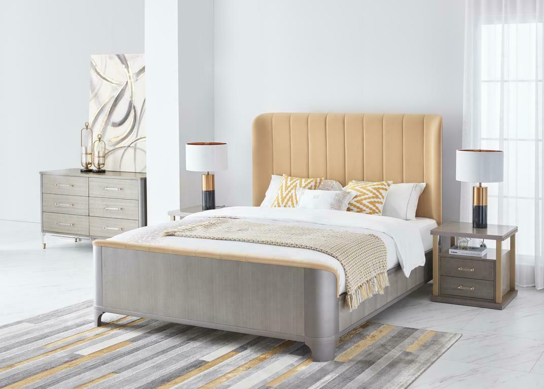 Schlafzimmer Set Bett Nachttisch Design Modern Betten Gruppe Leder 3 tlg. NEU