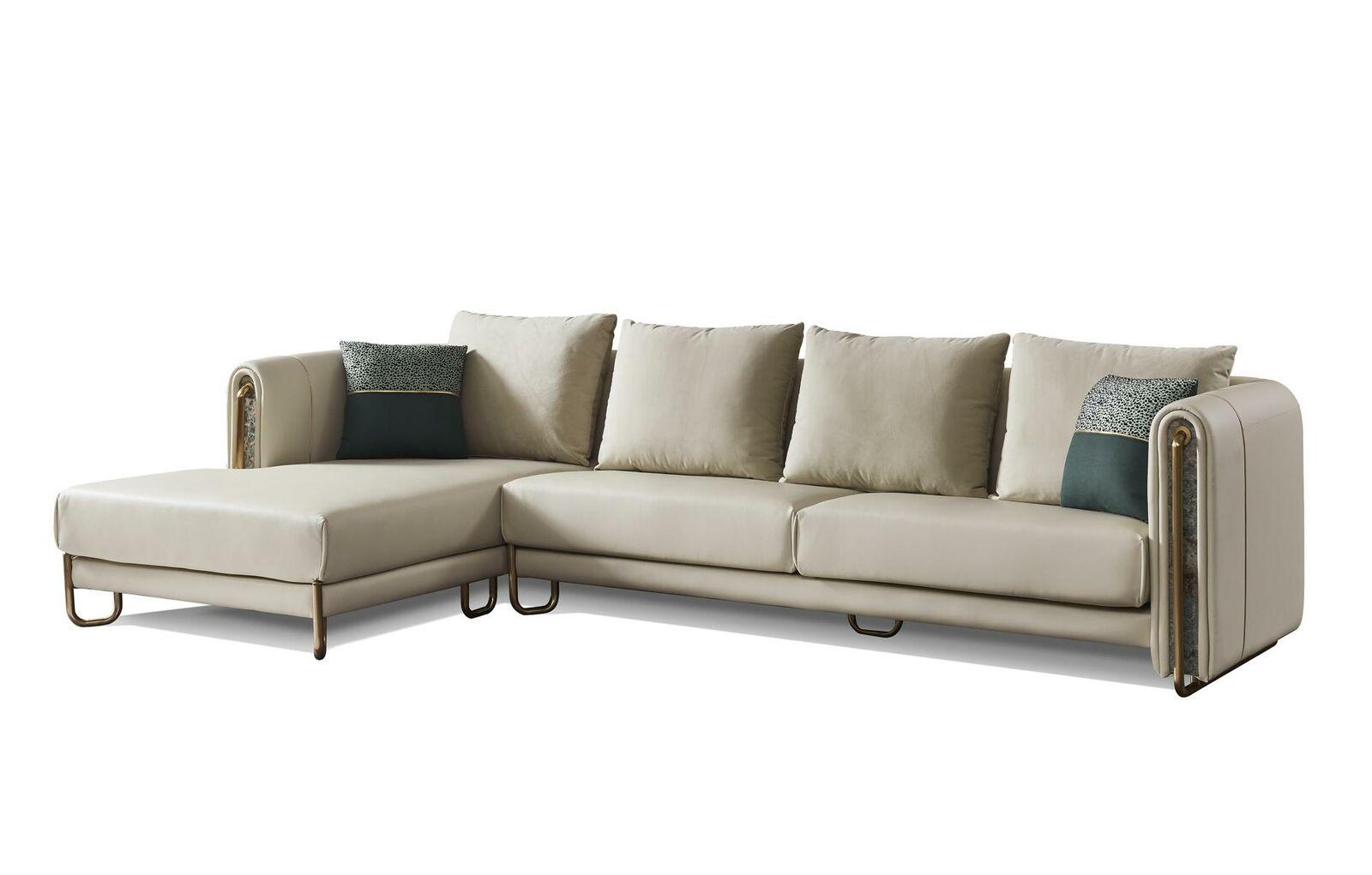 Sofa Couch Polster Garnitur Wohnlandschaft Design Ecksofa Leder L Form Sofas Neu