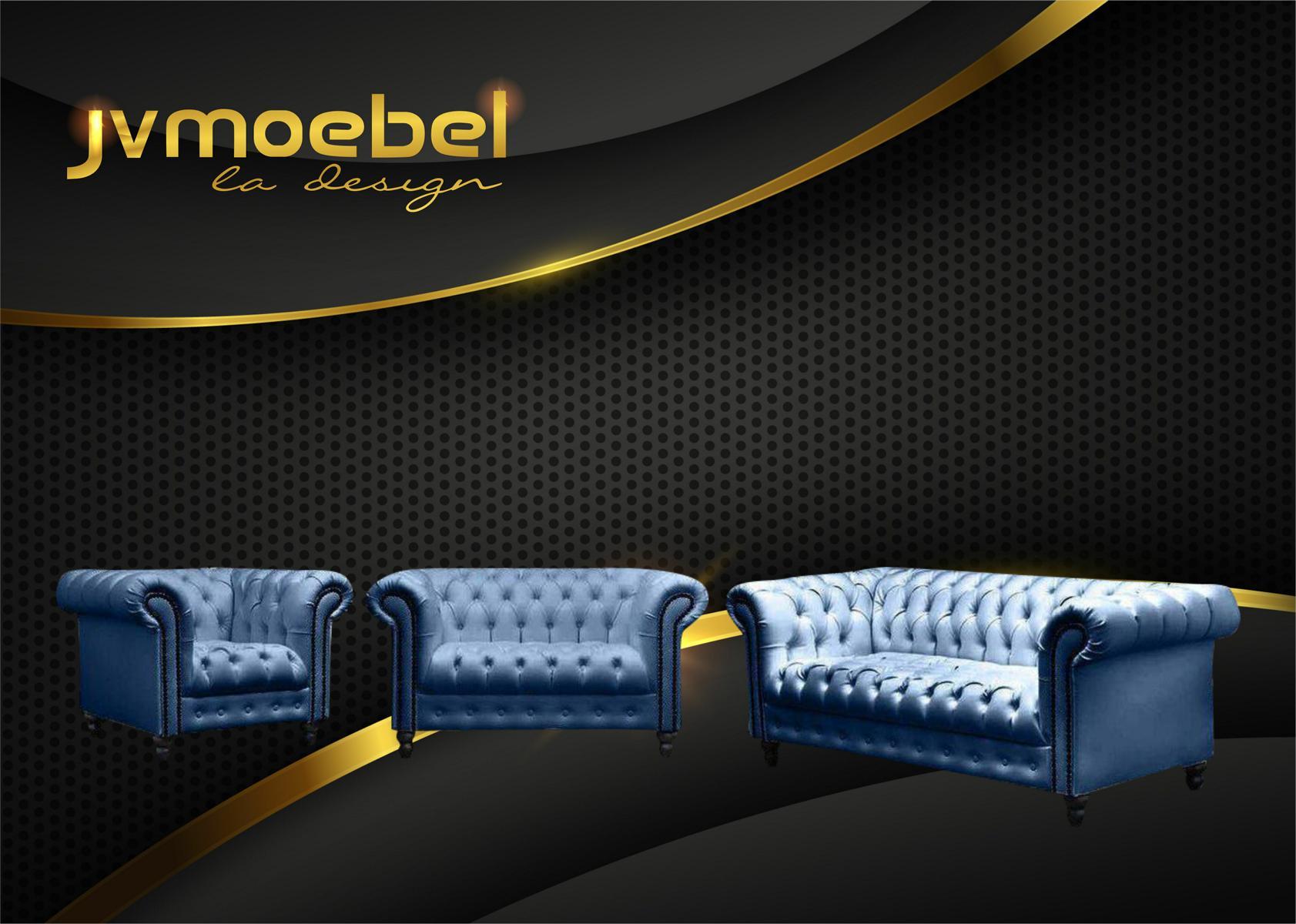 Dreisitzer Chesterfield Sofa Couch Polster Luxus Möbel Stoff Couchen Sofas