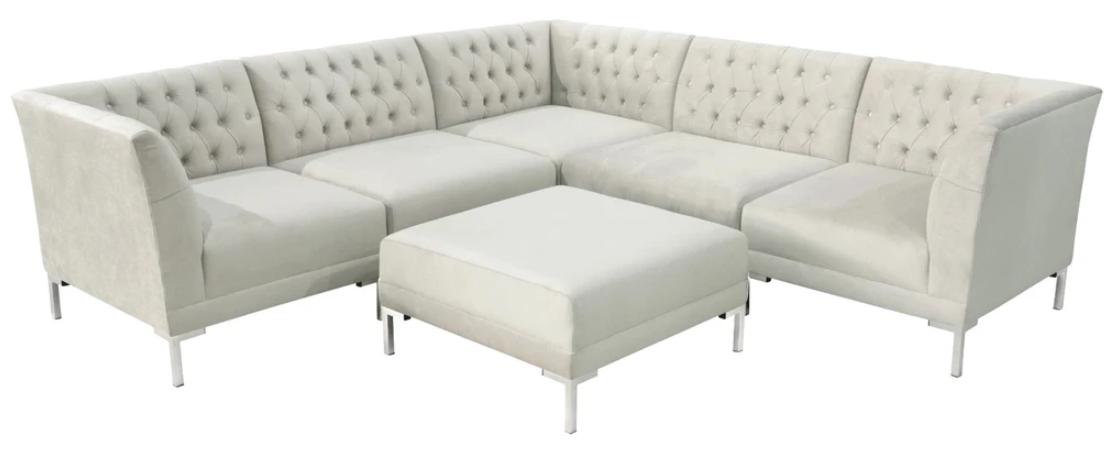 ecksofa beige chamgpaner weiße chesterfield couch textil luxus möbel