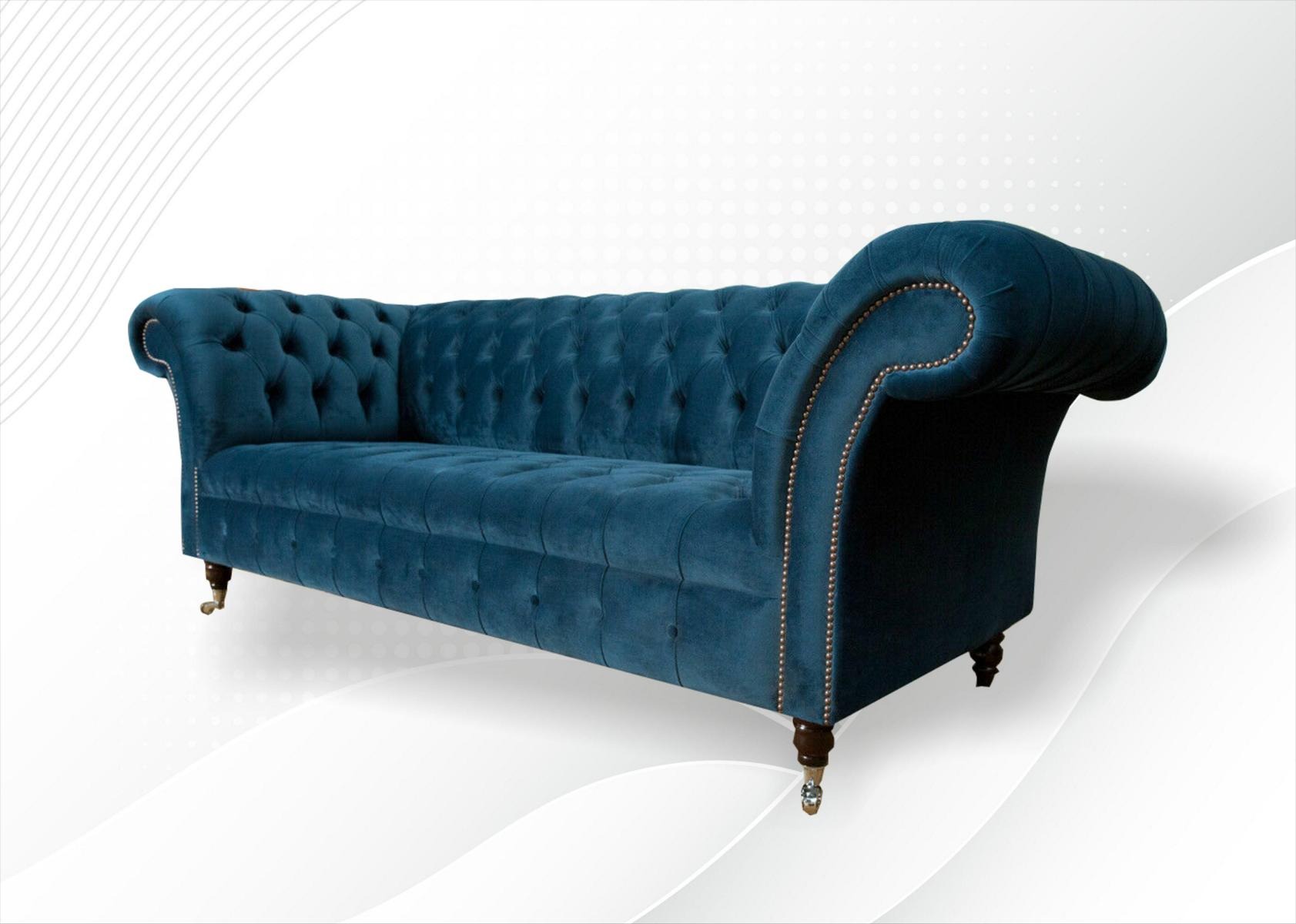 Chesterfield Sofa Sitzer Couch Modern Polster Sitz Garnitur Textil Dreisitzer