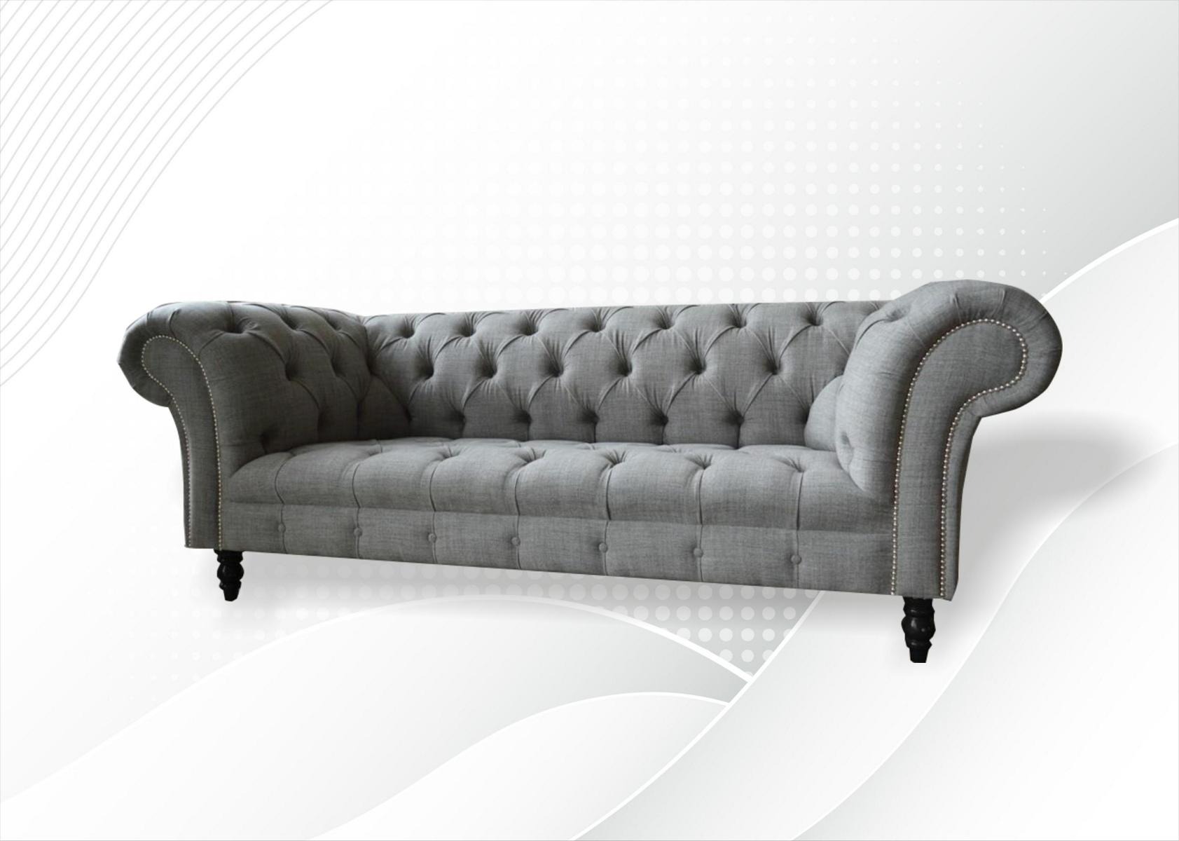 Chesterfield 3 Sitzer Designer Sofa Polster Sofas Couchen Stoff Textil 220cm Neu