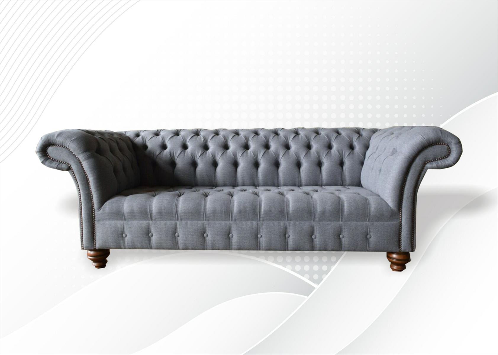 Dreisitzer Couch Polster Design Sofa Sitz Sofas Zimmer Grau Chesterfield