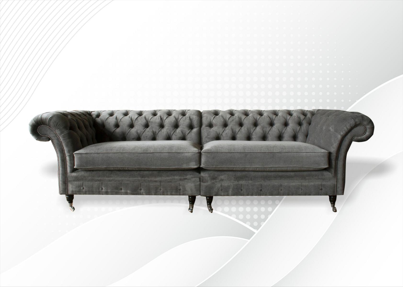 xxl Sofa 4 Sitzer Couch Chesterfield Polster Sitz Garnitur Leder Textil Graue
