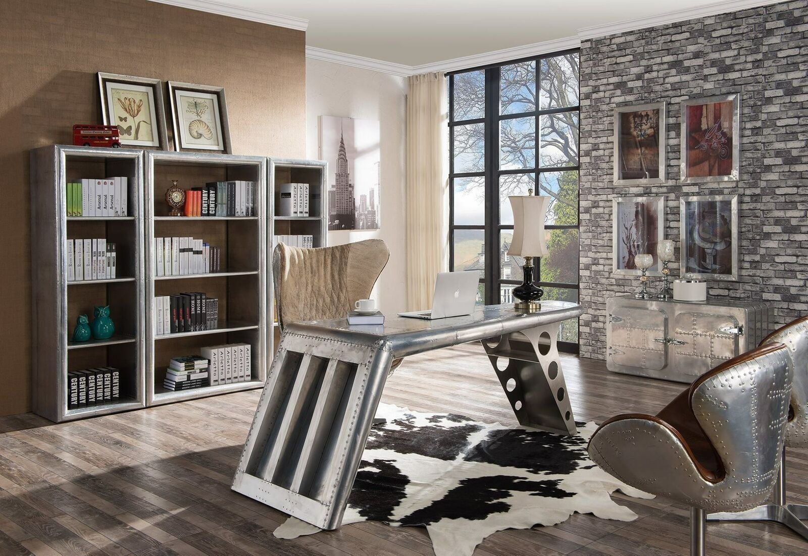 Büroeinrichtung Arbeitszimmer Büro Möbel Tisch Schrank Sessel 8tlg Set Garnitur