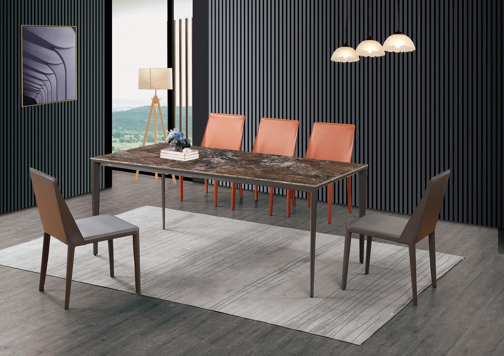 Luxus Esstisch - Tisch Esszimmer Möbel Metall Marmor Optik Design Tische 180x90.