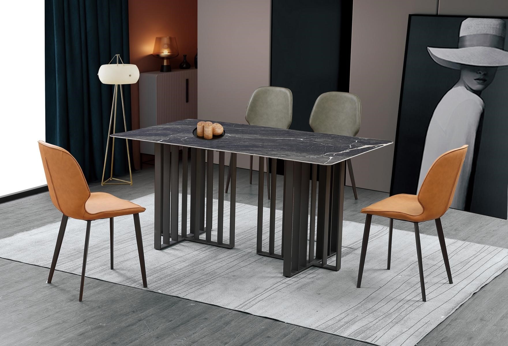 Tisch Stuhl Esszimmer Möbel Lehnstuhl Set Garnitur Gruppe Tische 5tlg. Sitz Neu.