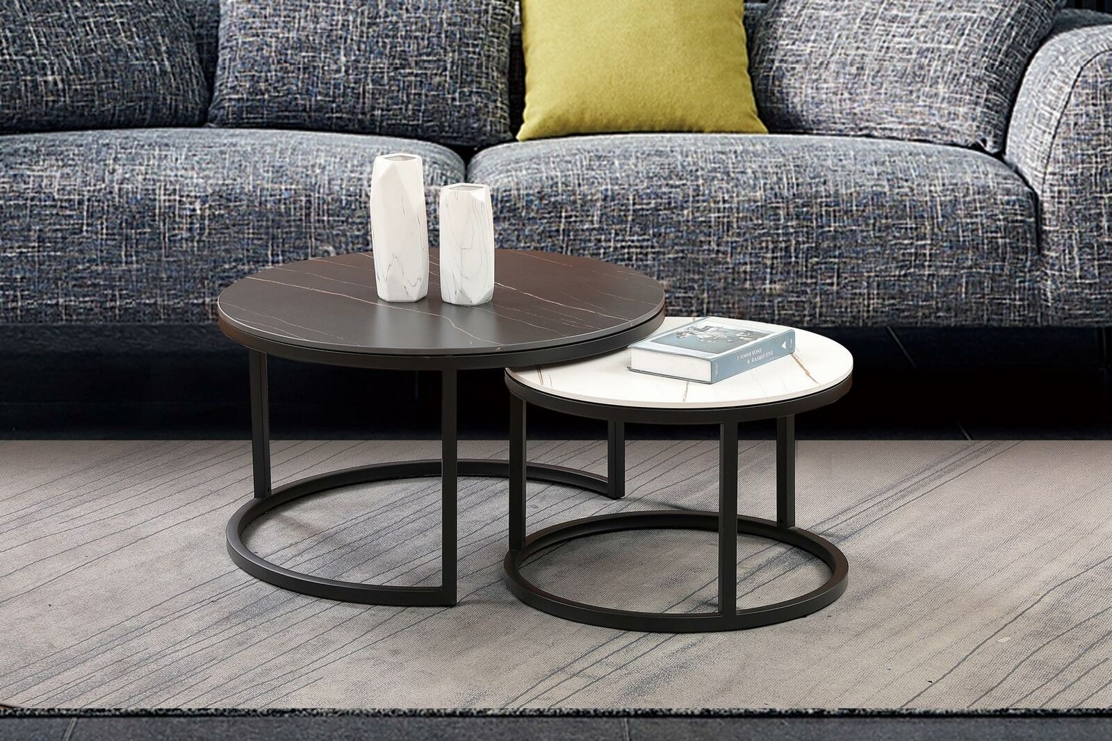 Beistelltisch Runde Set 2x Kaffeetisch Couchtisch Wohnzimmer Designer Tische Neu