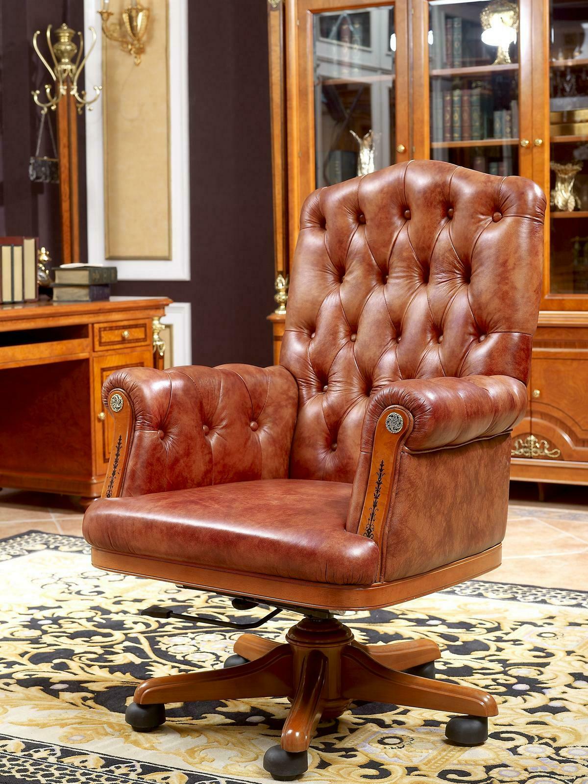 Chefsessel Leder Sessel Stuhl Drehbar Boss XXL Antik Stil Barock Rokoko Sofort