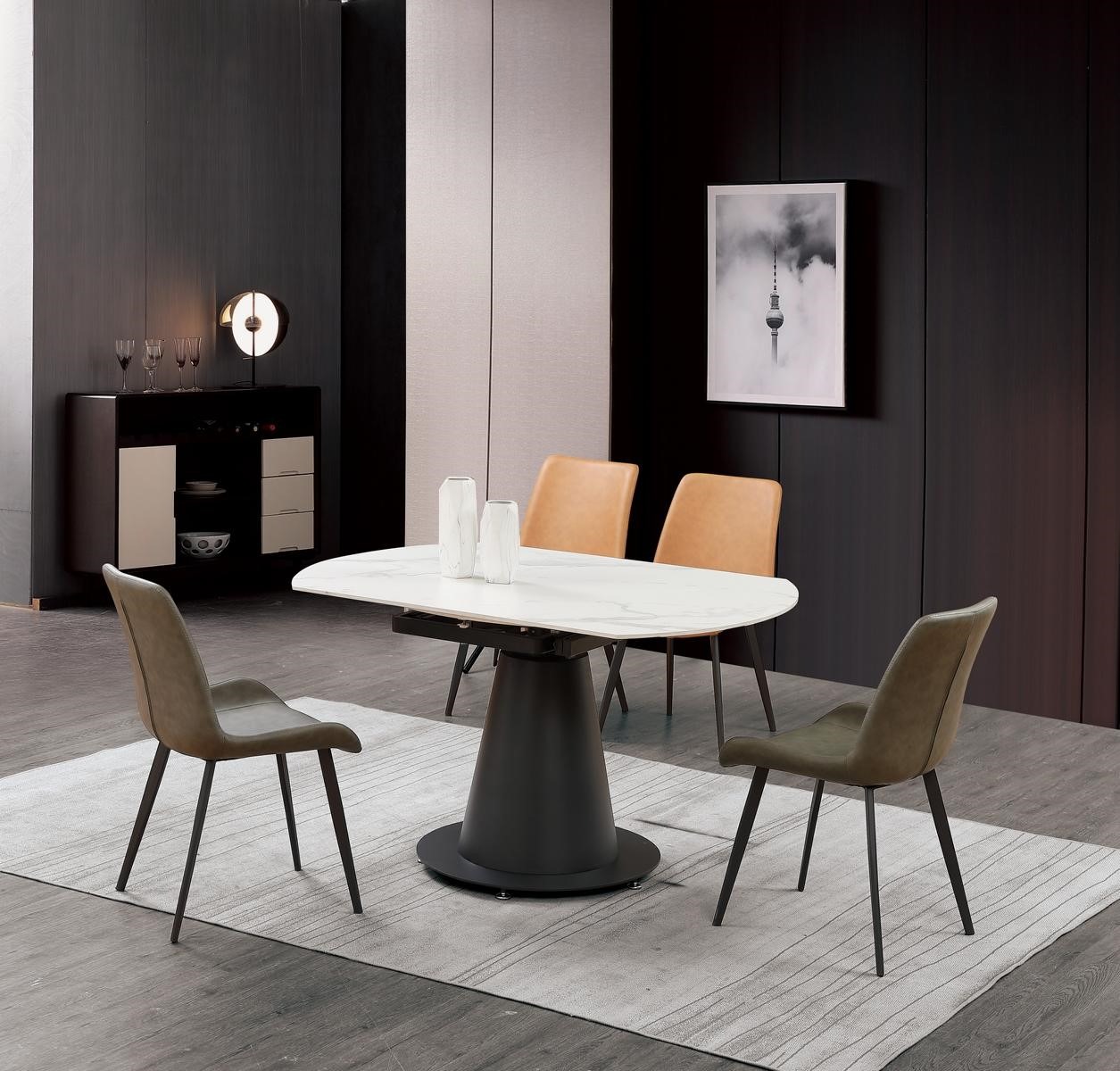 Design Esstisch Runder Tisch Esszimmer Wohnzimmer Tische 150x90 Edelstahl Möbel.