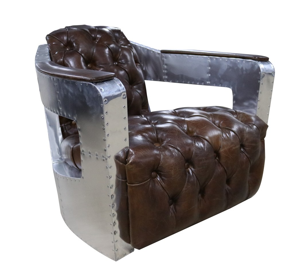Schöner Vintage Chesterfield Ohrenbacken Sessel Clubsessel Flugzeug Aviator Neu