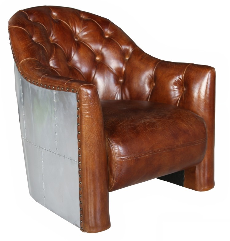 Aviator Chesterfield Vintage Lederstuhl Loungesessel Cocktailsessel vintage Neu