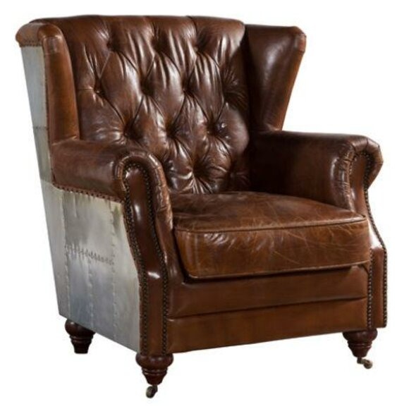 Ohrensessel Schöner Vintage Chesterfield Ohrenbacken-Sessel Clubsessel