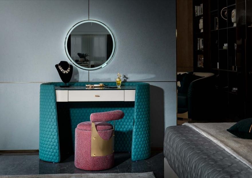 Schminktisch Hocker Schlafzimmer Leder Textil Konsolen Modern Design Schmink Neu