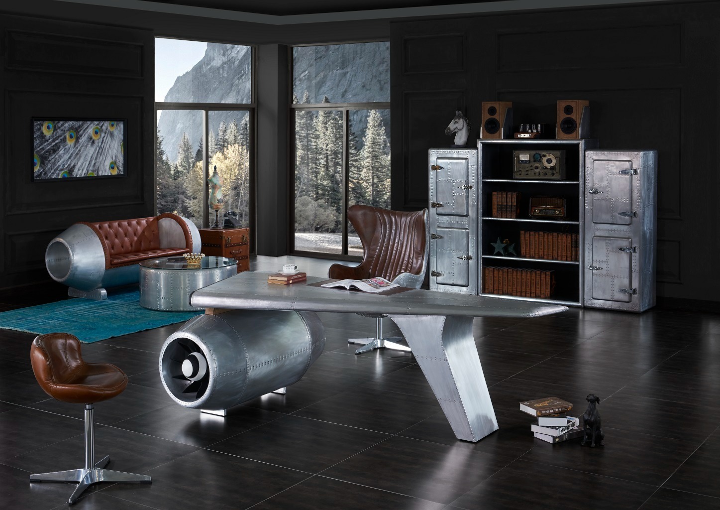 Flugzeug Flügel Schreibtisch Bürotisch Tisch Aviator Design Luxus Möbel Tische