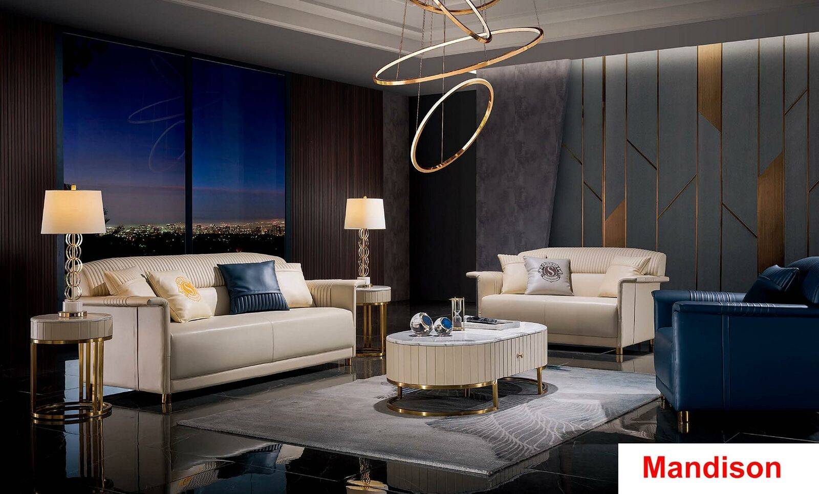 Wohnzimmer Designer-Sofa Sofagarnitur 3+2+1 Sitzer Ledersofa Modernes Sofa