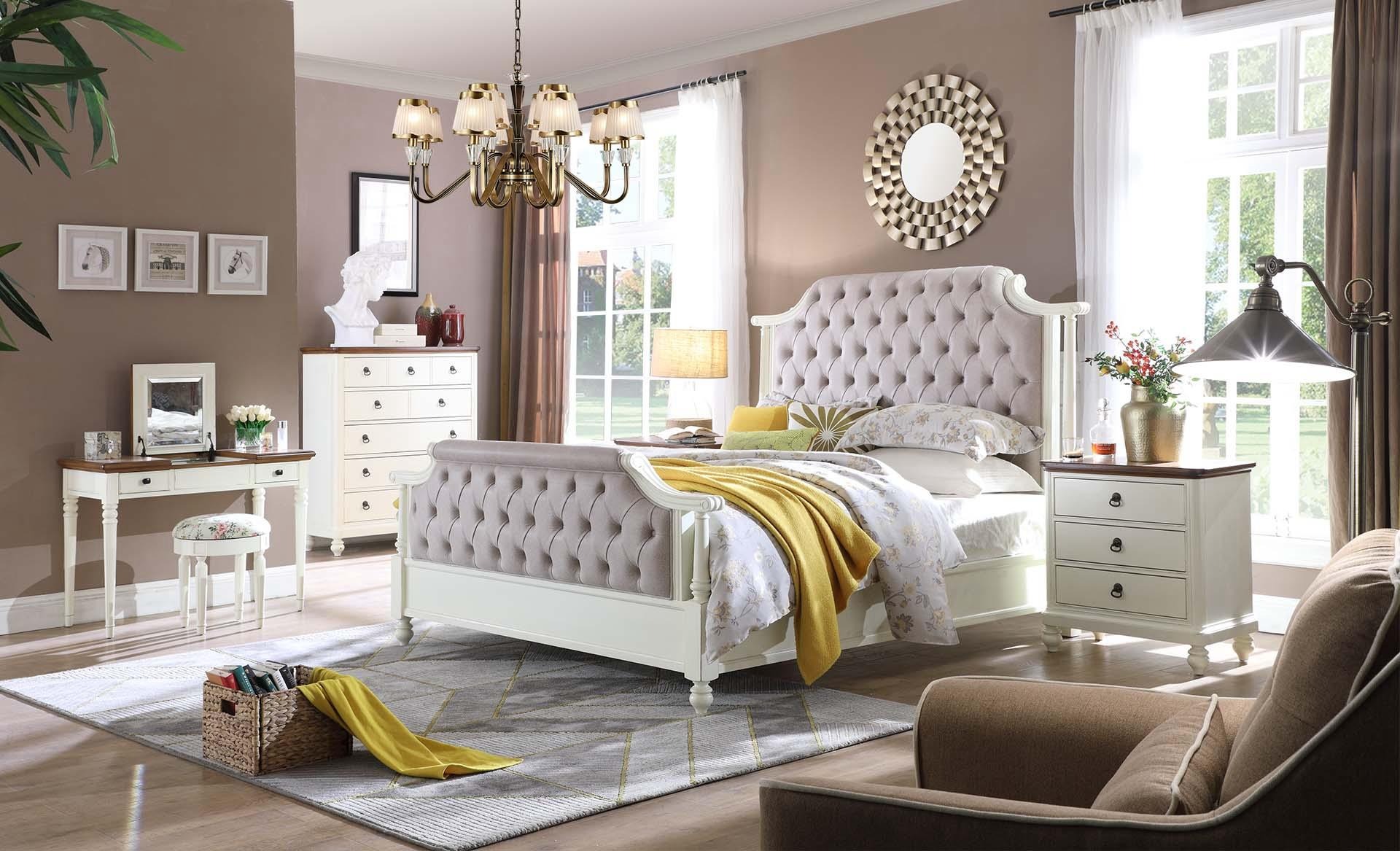 Schlafzimmer Komplett Barock Bett Set Königliches Schminktisch Nachttisch 6 tlg.