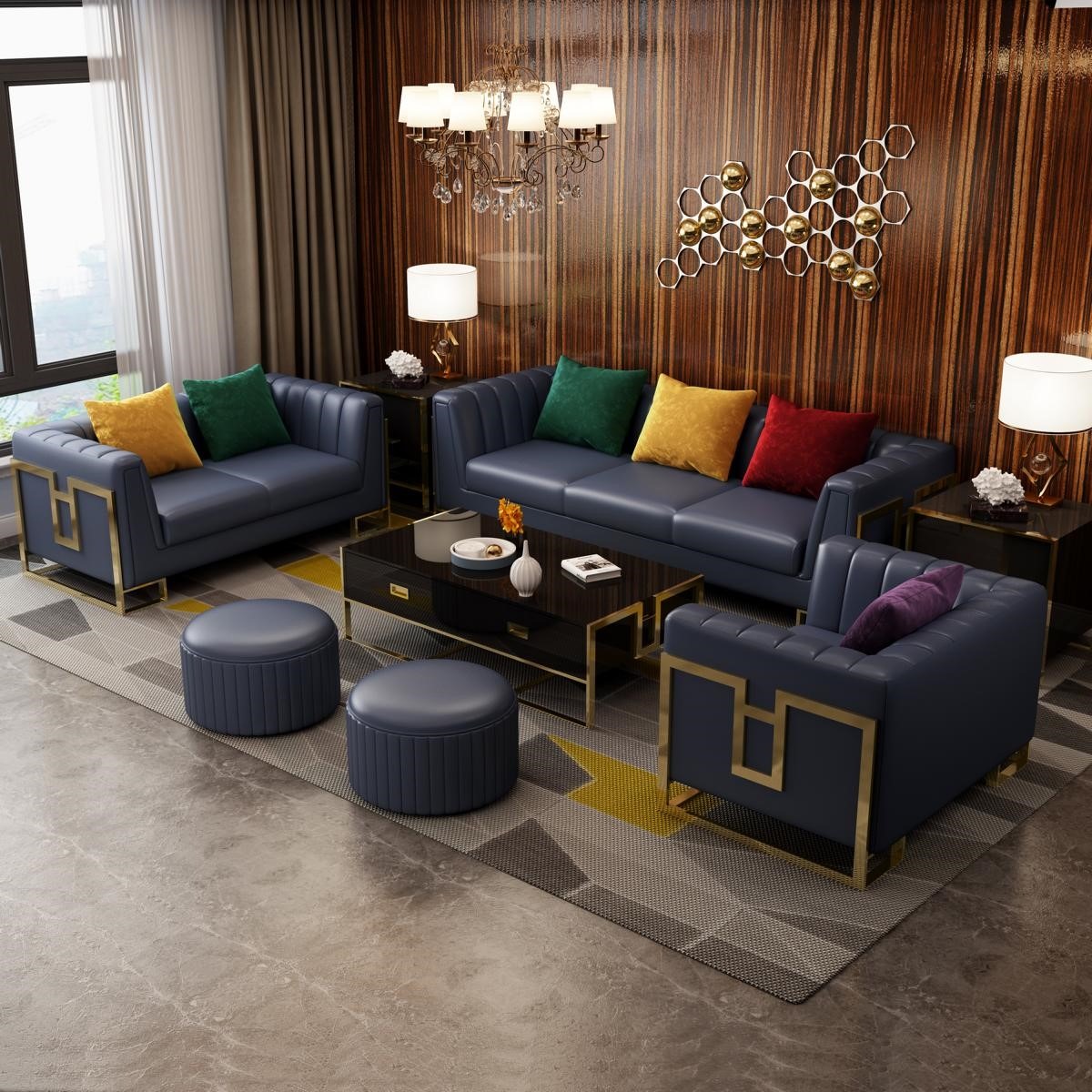 Ledersofa Sofagarnitur 3+2 Sitzer Set Garnitur Polstersofa Couch Sofa Couch Neu !
