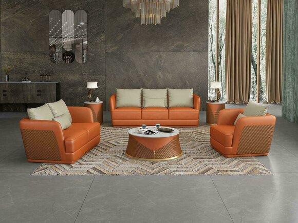 Design Ledersofa Sofagarnitur 321 Sitzer Couchtisch 2x Beistelltisch Sofa Neu