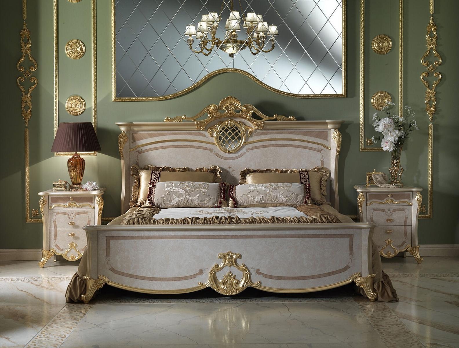 Bett 2x Nachttisch Schlafzimmer Set Design Möbel Modern Luxus Betten Neu 3 tlg.
