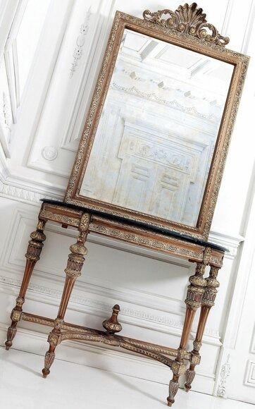Möbel Stil Barock Konsolentisch Spiegel Holz Italienische Tische Konsolen 2tlg.