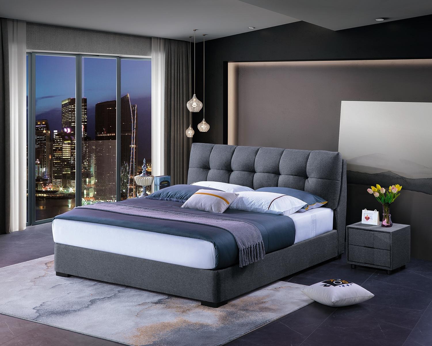 Bett Design Luxus Doppel Hotel Betten Ehe Schlaf Zimmer Blau Stil Weiß Möbel Neu