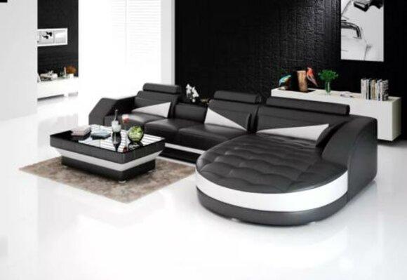 Wohnlandschaft Ledersofa Modernes Sofa Ecksofa LForm Couchtisch Eckgarnitur Neu