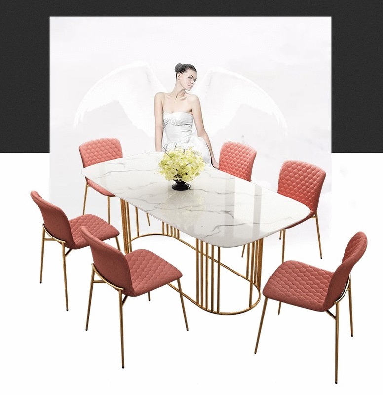 Luxus Esstisch Leder + Edelstahl Marmor Tisch Imitation Stein Esszimmer 140x80cm