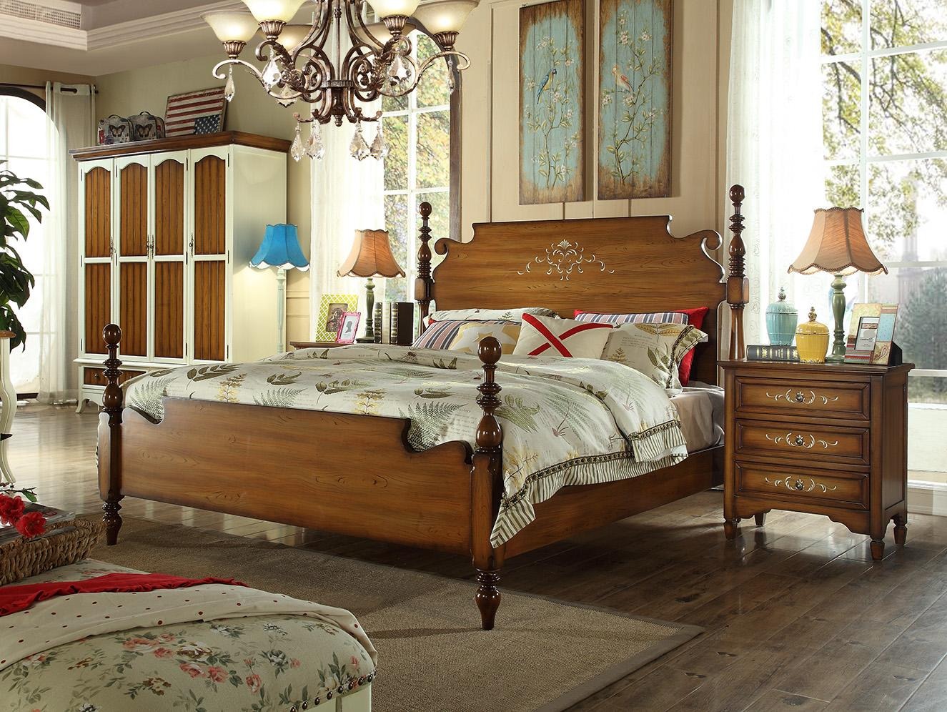 Schlafzimmer Design 3tlg Bett 2x Nachttisch Amerikanische Luxus Betten Set Möbel