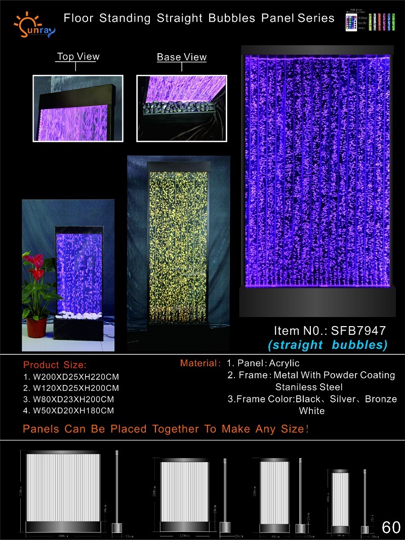 Trennwand Regal Schrank Wasserwand Säule Wände Waterwall LED 120x200 Trennwand