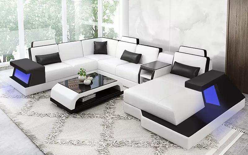 Design Eckgarnitur Wohnlandschaft Ecksofa Sofa Couch Sofas Couchen Tisch 2tlg.