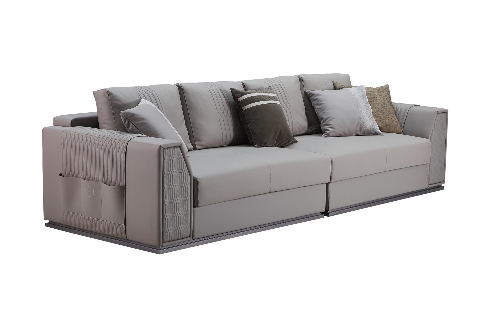 Sofa 3Sitzer Leder Modern Taupe Design Sofa Neu Kreative Möbel Couchen Luxus