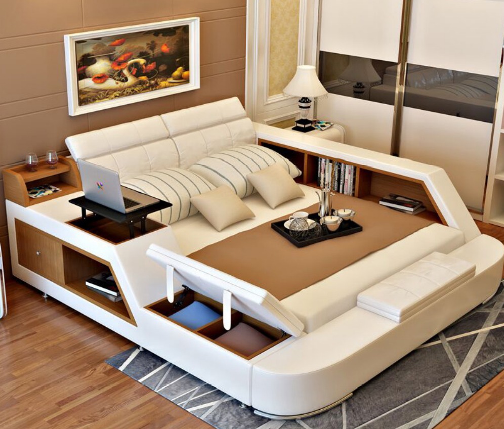 Doppel Luxus Design Leder Bett Polster Betten Moderne Hotel
