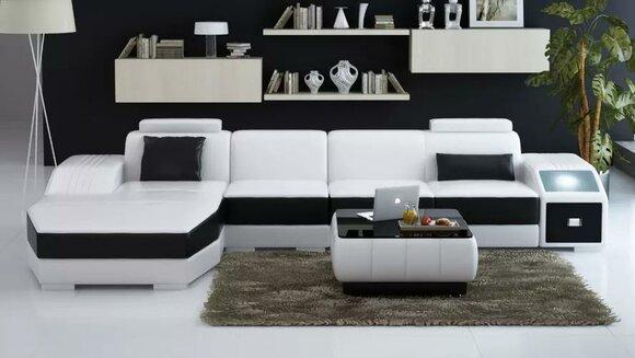 Wohnzimmer Ledersofa Ledercouch Couch Garnituren Sofa Couchtisch Wohnlandschaft