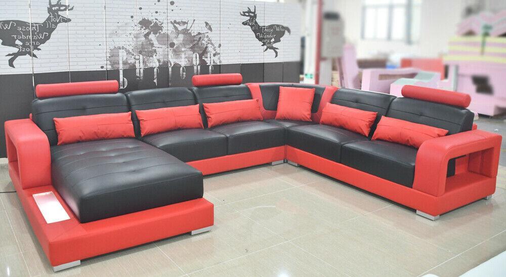 Wohnlandschaft Ecksofa U-form Eckcouch LED Beleuchtet Sofa Couch Ecksofa Sofas