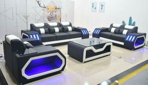 Sofagarnitur Couch Set 3+2+1 + Tisch Ledersofa Sitz Beleuchtete Design Polster