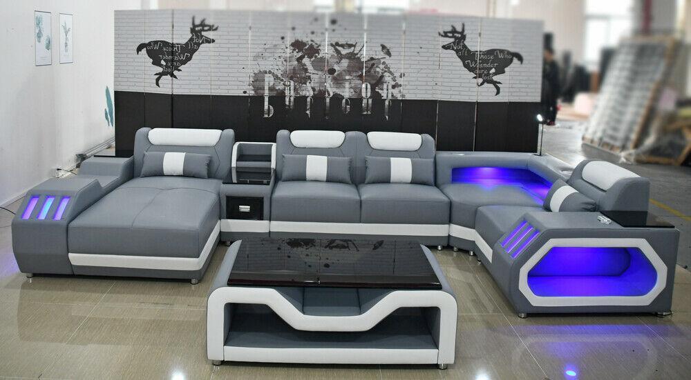 luxus wohnzimmer sofa ecksofa polster eck garnitur sofas couchen led ledercouch