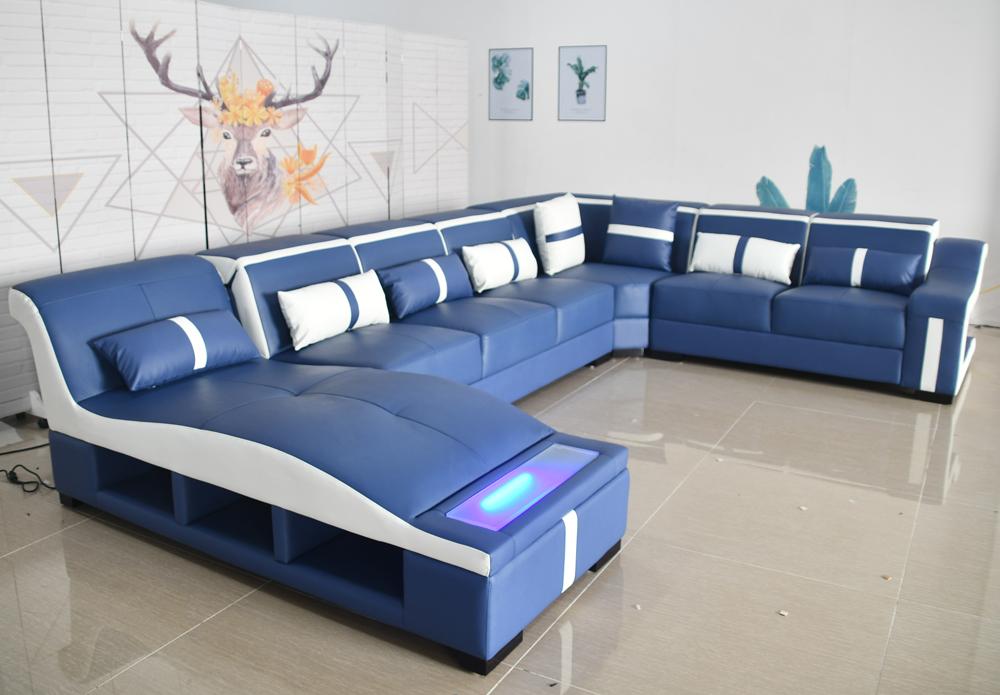 Sofa U-Form Ledersofa Couch Wohnlandschaft Garnitur Design Modern Sofa Ecksofa