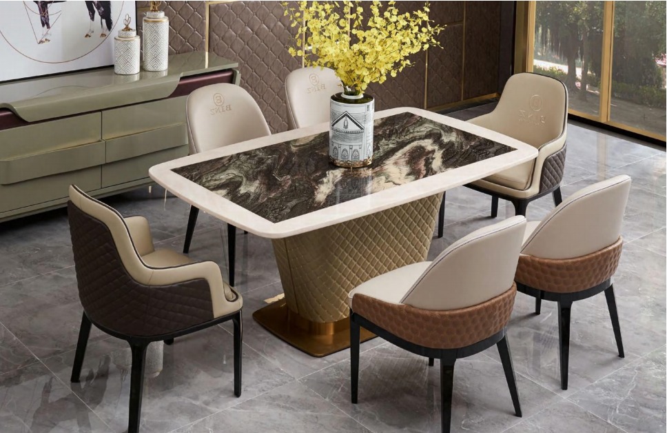 Komplette Esszimmer Garnitur Tisch 4x Lehnstuhl Stühle Luxus Essgruppe Set Neu
