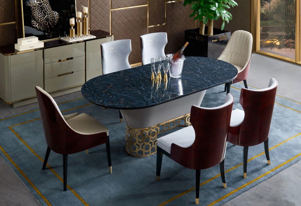 Komplette Esszimmer Garnitur Tisch 6x Lehnstuhl Stühle Luxus Essgruppe Set Neu