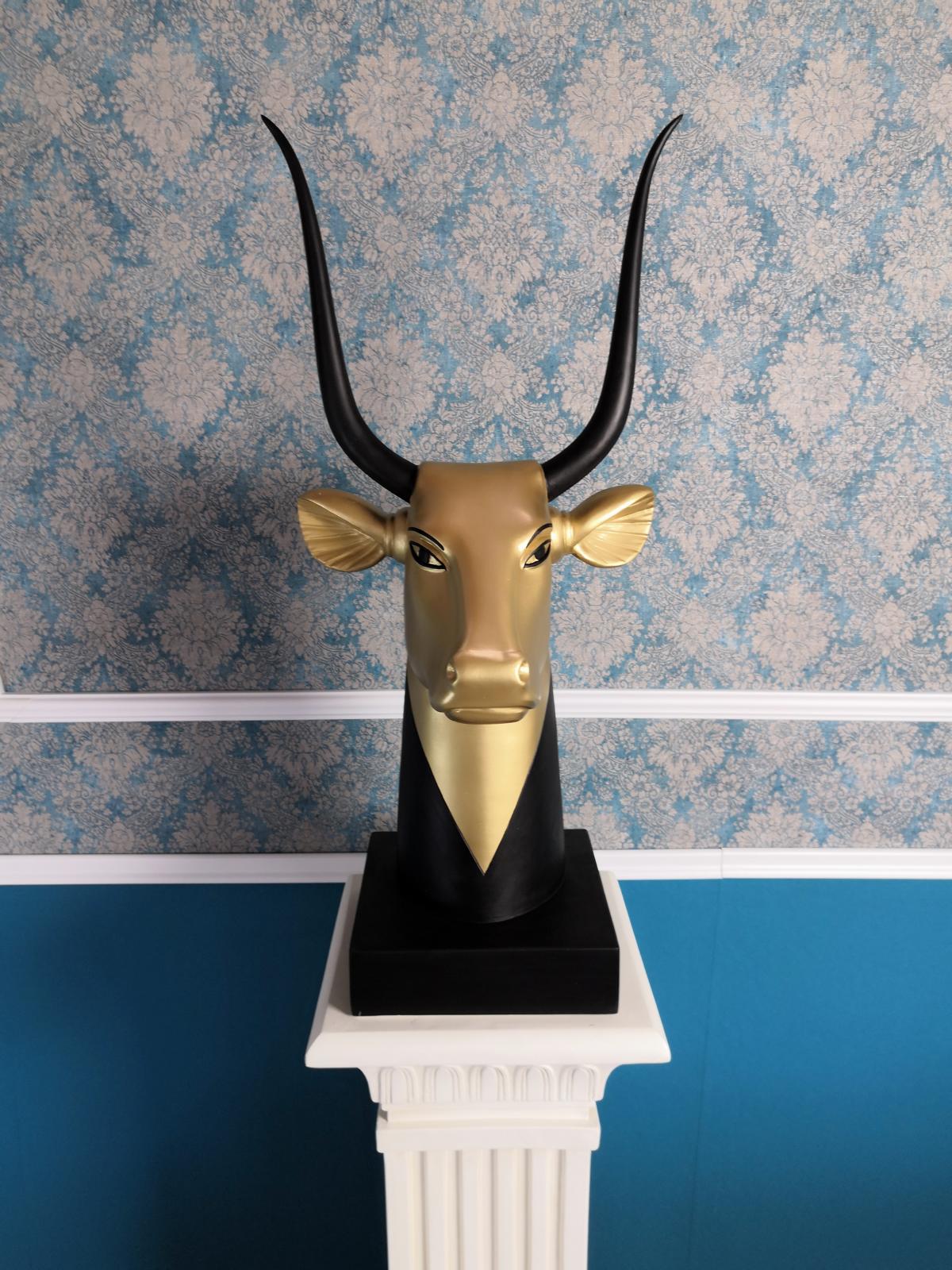 Design Ägyptischer Stier Figur Skulptur Skulpturen Statue Dekoration 80cm Sofort