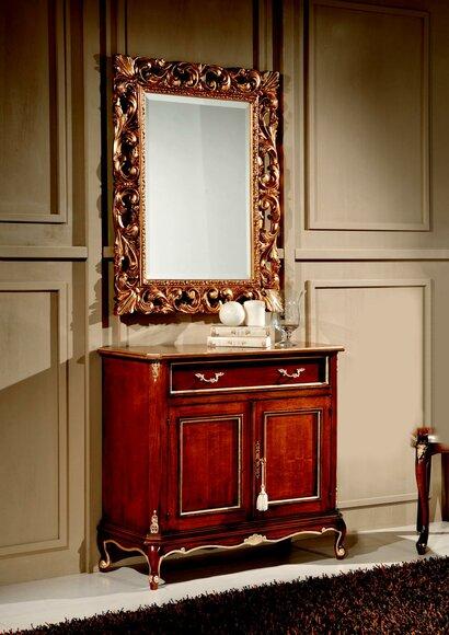 Holz Italienische Möbel 2tlg Set Möbel Stil Barock Luxus Kommode mit Spiegel Neu