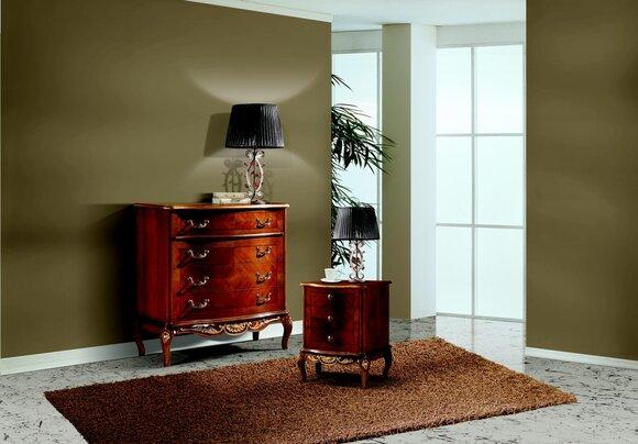 Luxus Italienische Möbel Groß Kommode Schrank mit 4 Schublade Holz Braun Neu